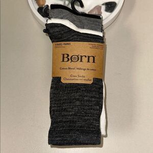 BORN Gray Black White US W 4-10 Super Soft  Crew Socks Pack of 5